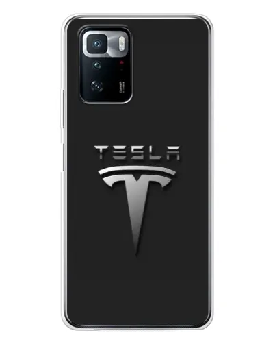 Чехол для Xiaomi POCO X3 GT с картинкой «Стальной логотип Tesla»