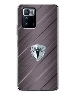 Чехол для Xiaomi POCO X3 GT с картинкой «Металлическая текстура Tesla»