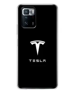 Чехол для Xiaomi POCO X3 GT с картинкой «Tesla White Logo»