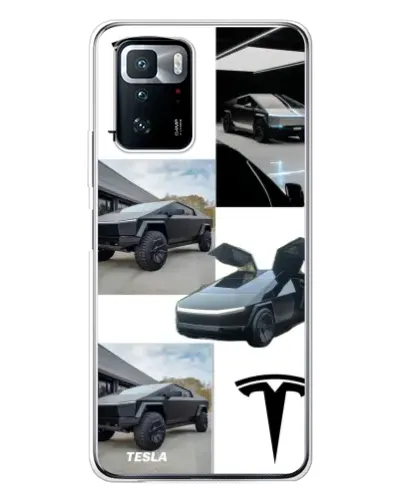 Чехол для Xiaomi POCO X3 GT с картинкой «Коллаж Cybertruck Tesla»