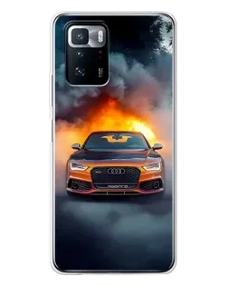 Чехол для Xiaomi POCO X3 GT с картинкой «Audi в огненном дыму»