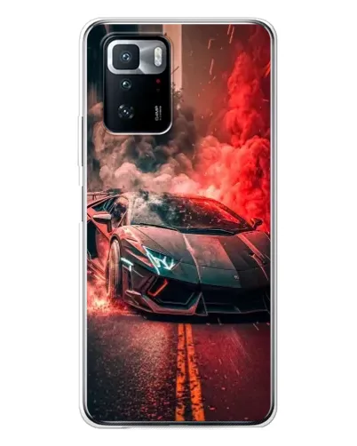 Чехол для Xiaomi POCO X3 GT с картинкой «Lamborghini красный дым»