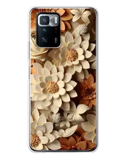 Чохол для Xiaomi POCO X3 GT з картинкою «Бежевий флористичний декор»