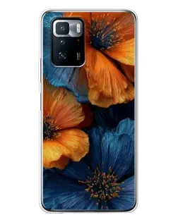 Чохол для Xiaomi POCO X3 GT з картинкою «Яскрава синьо-помаранчева флора»