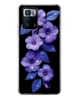 Чехол для Xiaomi POCO X3 GT с картинкой «Фиолетовые цветы с росою»