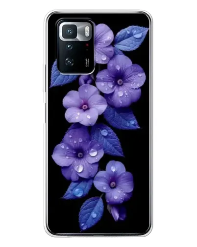 Чохол для Xiaomi POCO X3 GT з картинкою «Фіолетові квіти з росою»