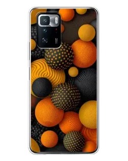 Чехол для Xiaomi POCO X3 GT с картинкой «Объемные оранжевые сферы»