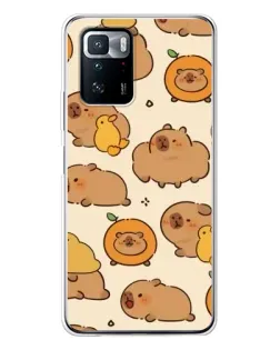 Чехол для Xiaomi POCO X3 GT с картинкой «Капибары с апельсинами»