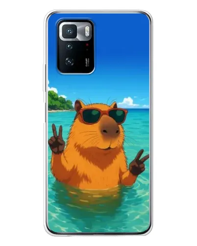 Чехол для Xiaomi POCO X3 GT с картинкой «Морская капибара»