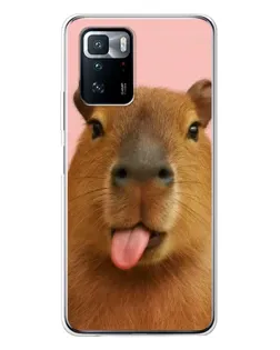 Чехол для Xiaomi POCO X3 GT с картинкой «Капибара с языком»