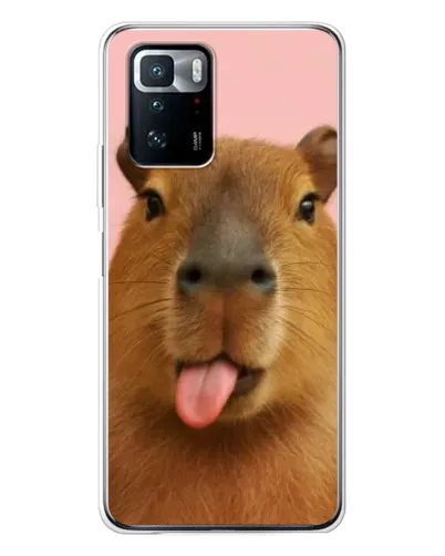 Чехол для Xiaomi POCO X3 GT с картинкой «Капибара с языком»