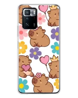 Чехол для Xiaomi POCO X3 GT с картинкой «Цветочный паттерн капибар»