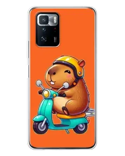 Чехол для Xiaomi POCO X3 GT с картинкой «Капибара на скутере»