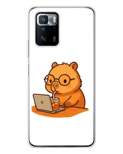 Чехол для Xiaomi POCO X3 GT с картинкой «Капибара с ноутбуком»