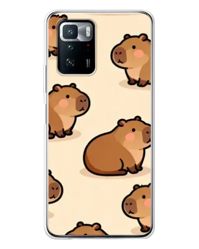 Чехол для Xiaomi POCO X3 GT с картинкой «Паттерн милых капибар»