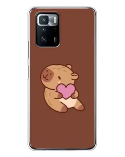 Чехол для Xiaomi POCO X3 GT с картинкой «Капибара с сердцем»