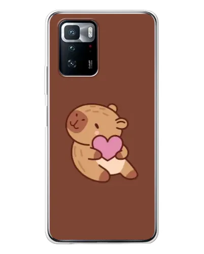 Чехол для Xiaomi POCO X3 GT с картинкой «Капибара с сердцем»