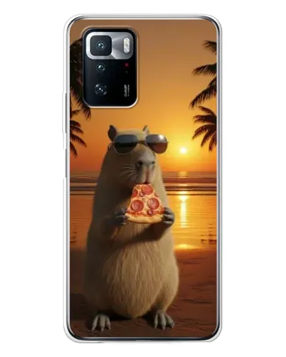 Чехол для Xiaomi POCO X3 GT с картинкой «Капибара с пиццей»