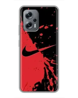 Чехол для Xiaomi POCO X4 GT с картинкой «Красные брызги Nike» Чехол для Xiaomi POCO X4 GT с картинкой «Красные брызги Nike»