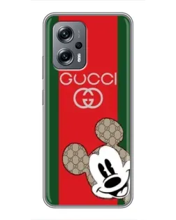 Чехол для Xiaomi POCO X4 GT с картинкой «Gucci — полосы и Микки»