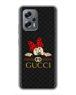 Чехол для Xiaomi POCO X4 GT с картинкой «Минни Маус Gucci — черный»
