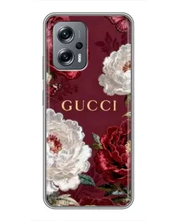 Чехол для Xiaomi POCO X4 GT с картинкой «Gucci — бордовые розы»