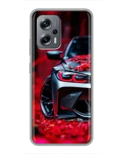 Чохол для Xiaomi POCO X4 GT з картинкою «Спортивна BMW та квіти»