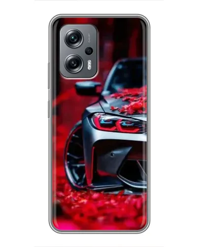 Чохол для Xiaomi POCO X4 GT з картинкою «Спортивна BMW та квіти»