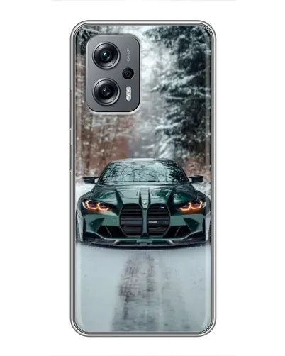 Чохол для Xiaomi POCO X4 GT з картинкою «BMW у зимовому лісі»