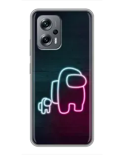 Чехол для Xiaomi POCO X4 GT с картинкой «Among Us неон-арт»