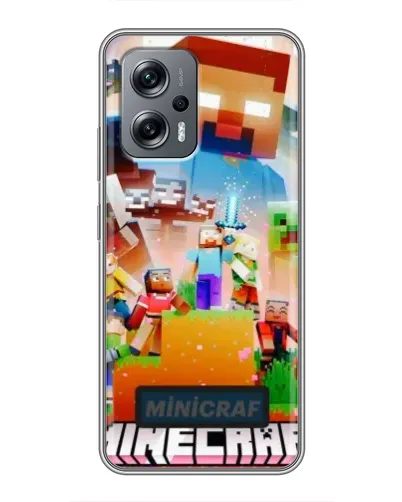Чехол для Xiaomi POCO X4 GT с картинкой «Minecraft герои игры»