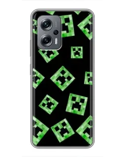 Чехол для Xiaomi POCO X4 GT с картинкой «Паттерн с криперами»