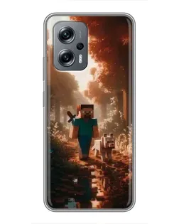 Чехол для Xiaomi POCO X4 GT с картинкой «Стив в лесу»