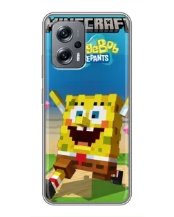 Чехол для Xiaomi POCO X4 GT с картинкой «Губка Боб Minecraft»