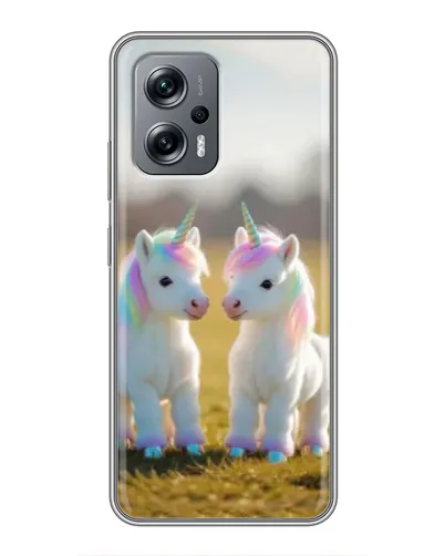 Чехол для Xiaomi POCO X4 GT с картинкой «Пара единорогов»