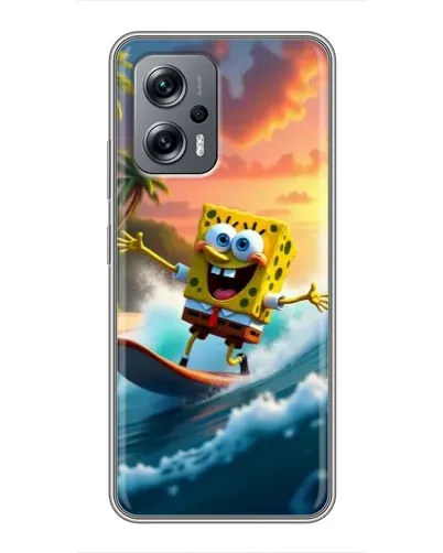 Чехол для Xiaomi POCO X4 GT с картинкой «Губка Боб серфингист»