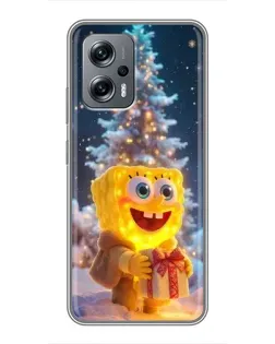 Чехол для Xiaomi POCO X4 GT с картинкой «Рождественский Спанч Боб»