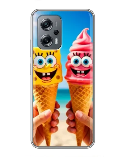 Чехол для Xiaomi POCO X4 GT с картинкой «Спанч Боб мороженое»