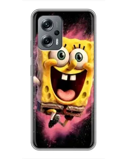 Чехол для Xiaomi POCO X4 GT с картинкой «Взрывной Спанч Боб»