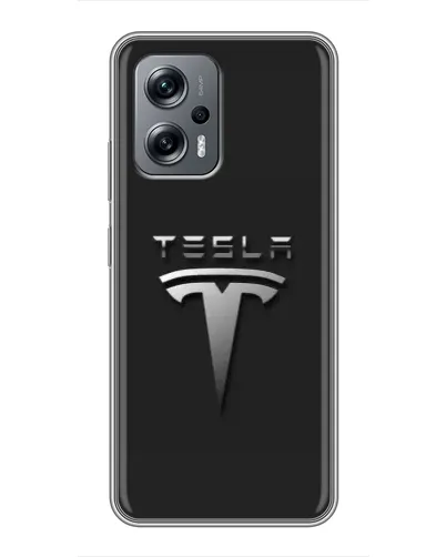 Чехол для Xiaomi POCO X4 GT с картинкой «Стальной логотип Tesla»