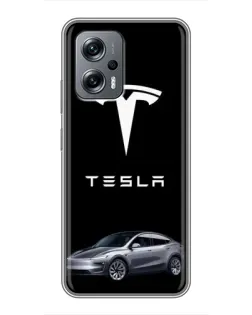 Чехол для Xiaomi POCO X4 GT с картинкой «Tesla Model Y»