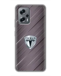 Чехол для Xiaomi POCO X4 GT с картинкой «Металлическая текстура Tesla»