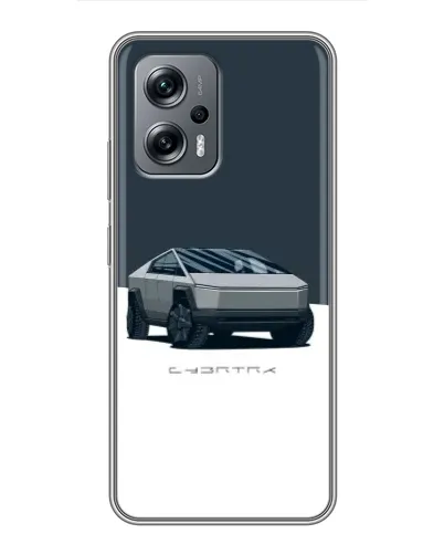 Чехол для Xiaomi POCO X4 GT с картинкой «Серебристый Cybertruck Tesla»