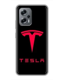 Чехол для Xiaomi POCO X4 GT с картинкой «Tesla Red Logo»