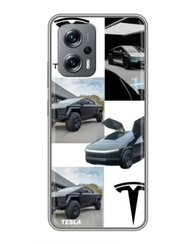 Чехол для Xiaomi POCO X4 GT с картинкой «Коллаж Cybertruck Tesla»