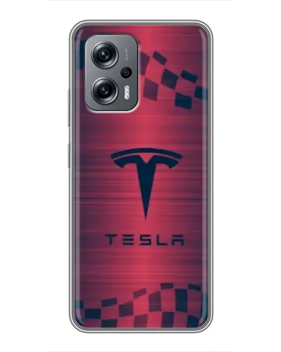 Чехол для Xiaomi POCO X4 GT с картинкой «Тесла красный карбон»
