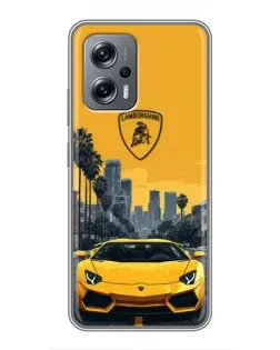 Чехол для Xiaomi POCO X4 GT с картинкой «Желтый Lamborghini город»