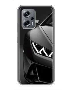 Чехол для Xiaomi POCO X4 GT с картинкой «Lamborghini фары детализация»