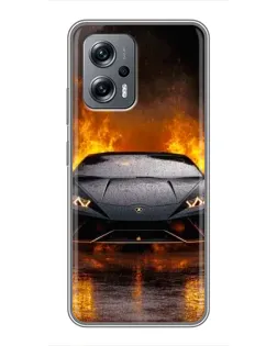 Чехол для Xiaomi POCO X4 GT с картинкой «Lamborghini в огне»