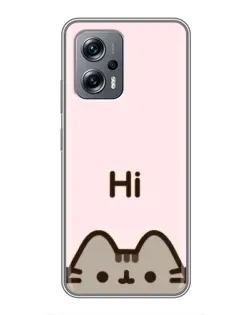 Чехол для Xiaomi POCO X4 GT с картинкой «Пушин говорит Hi»